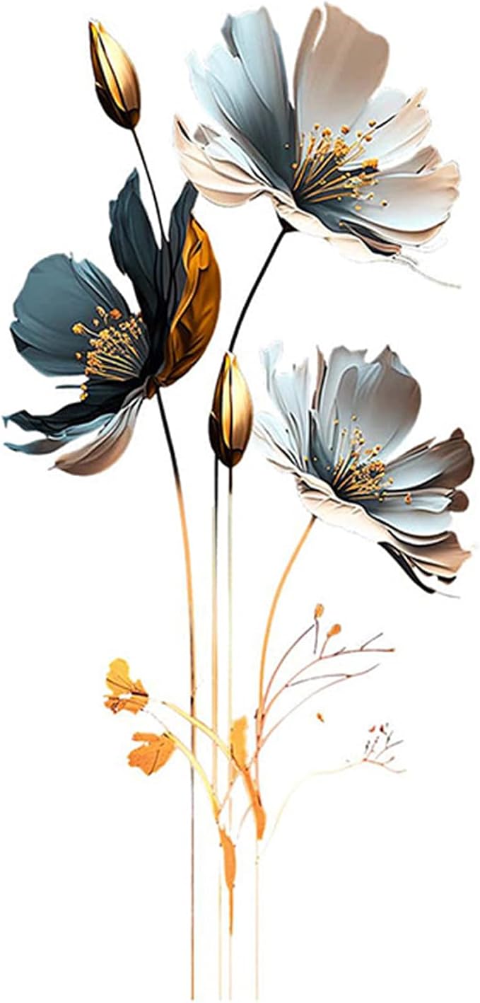 Black and Gold Wall Decor Decals, 3D Flower Wall Stickers Floral Gold Leaves Plants Butterfly Wall Decals for Bedroom Living Room Sofa TV Background Nursery Bathroom Decor by Unknown