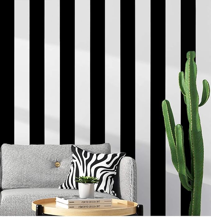 Guvana 197"x17.7" Black and White Stripe Contact Paper Peel and Stick Wallpaper Self-Adhesive Wallpaper Removable Contact Paper Modern for Living Room Bedroom Countertop Shelf Drawer Decor by Guvana