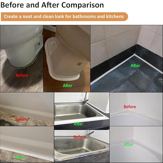 White Caulk Tape Self Adhesive Waterproof, Bathroom Peel & Stick Caulking Strip Floor Tile Wallpaper Toilet Tub Shower Wall Trim, DIY Project Renter Friendly Decor, Quick & Easy to Install in Minutes - Image 6