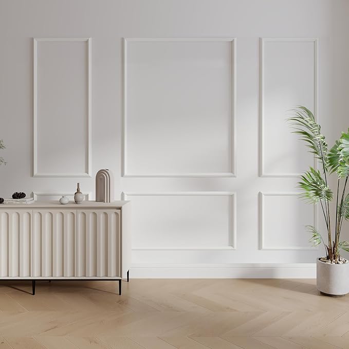 JBER Peel and Stick Wall Molding Kit, 6 Pre-Cut Wainscoting Panels | Ready-to-assemble pre-cut molding, 3D wall trim for interior wall décor, living room & bedroom, 3 top 3 bottom - Image 7