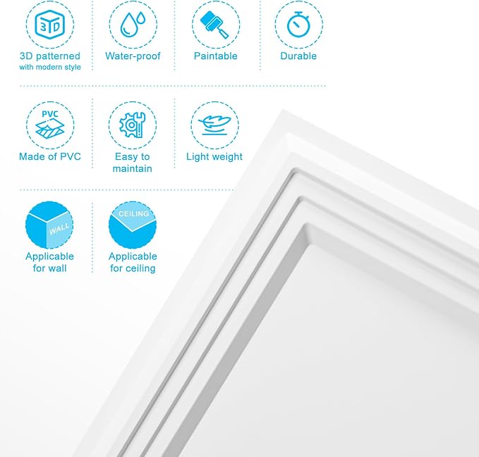 Art3d 33-Pack Accent 3D Textured Wall Panels, 11.8 x 11.8 in, White | Wipe Clean, PVC, Water Repellent, Impact Proof, Scratch Resist, Great for Living Room, Bedroom, Gaming Room, Office - Image 5