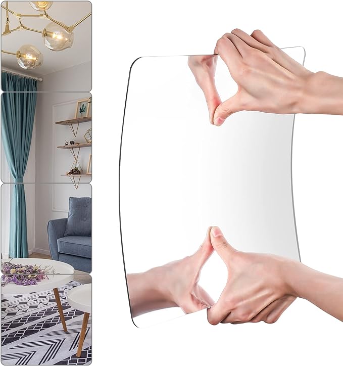 JEOYOO Wall Mirror Full Length, on Door Mirrors, Cheap Mirror Acrylic, shatterproof Gym Mirrors for Home Gym, 8"X8"-4 Pcs, Workout Non Glass Mirrors for Bedroom, Over Door Mirror Kids - Image 2