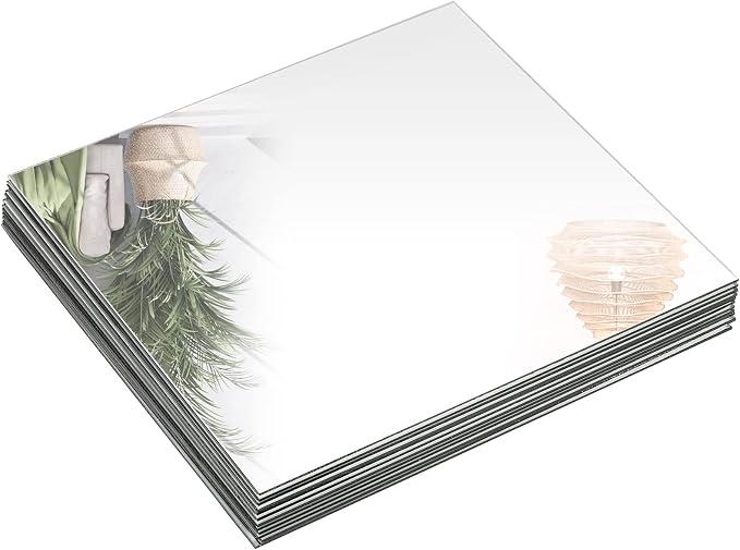Set of 12 Square Mirrors for Centerpieces, 10 x 10 Inch Glass Mirror Tray Candle Plates Wall Mounted Glass Mirror Tiles Bulk for Table Centerpieces, Wedding, Party, Wall Decor, Crafts by Suwimut