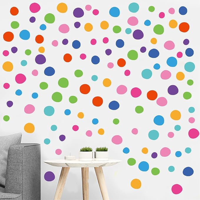 300 Pcs Bright Removable Multicolor Polka Dot Vinyl Wall Decals Set | 10 Sheets Waterproof Peel & Stick Matte Circle Stickers for Bedroom, Playroom & Accent Wall Decor(Mixed Size 1.2–2 in) - Image 6