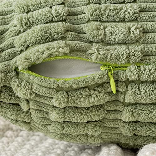 MIULEE Corduroy Decorative Throw Pillow Covers 16x16 Sage Green Pack of 2 - Image 3