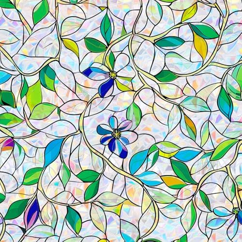 SOMWISE Rainbow Stained Glass Window Privacy Film,Heat Blocking Decor Cling by somwise