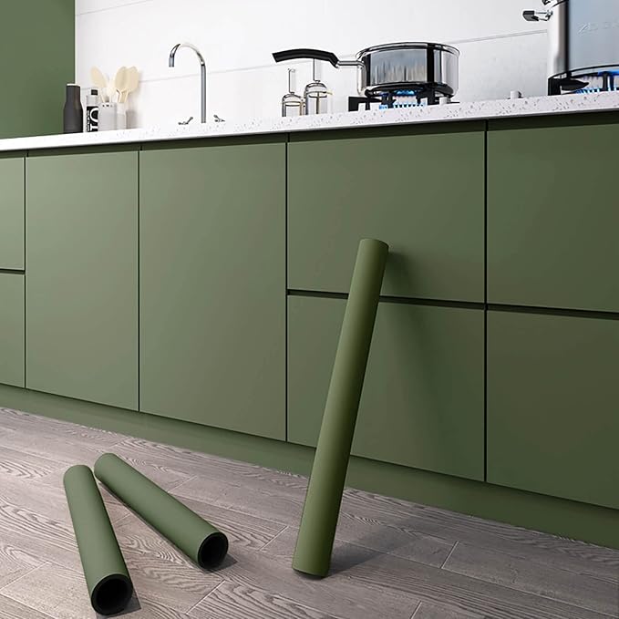 Dimoon 236''x15.7'' Green Skin Peel and Stick Wallpaper Contact Paper Modern Self Adhesive Wall Paper Removable Renter Friendly Textured Solid Color Vinyl Roll (236''x15.7'',Dark Green Skin) - Image 2