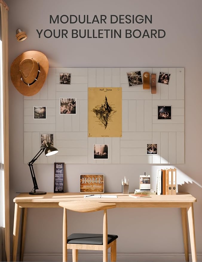 Fluxynara 36" x 24" Large Felt Bulletin Board, Cold White | 6 Pack Cork Board Alternative with 30 Safe Adhesive Tabs, Felt Pin Boards for Wall Decor, Home, Office, Classroom, Dorm - Image 6