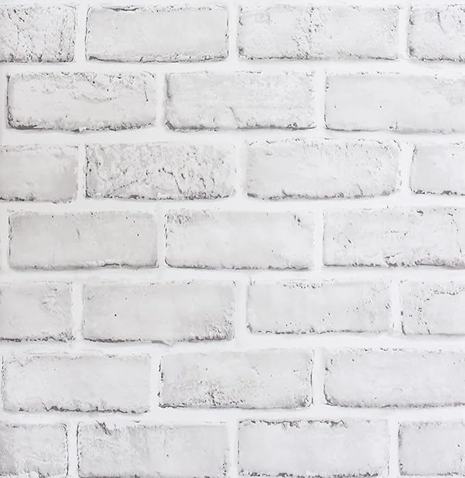 Hopeak White Brick Wallpaper, Self-Adhesive Peel and Stick Wallpaper Waterproof and Removable Good for Home Decoration and Furniture Renovation (17.5 x 787.4 Inch) by Hopeak