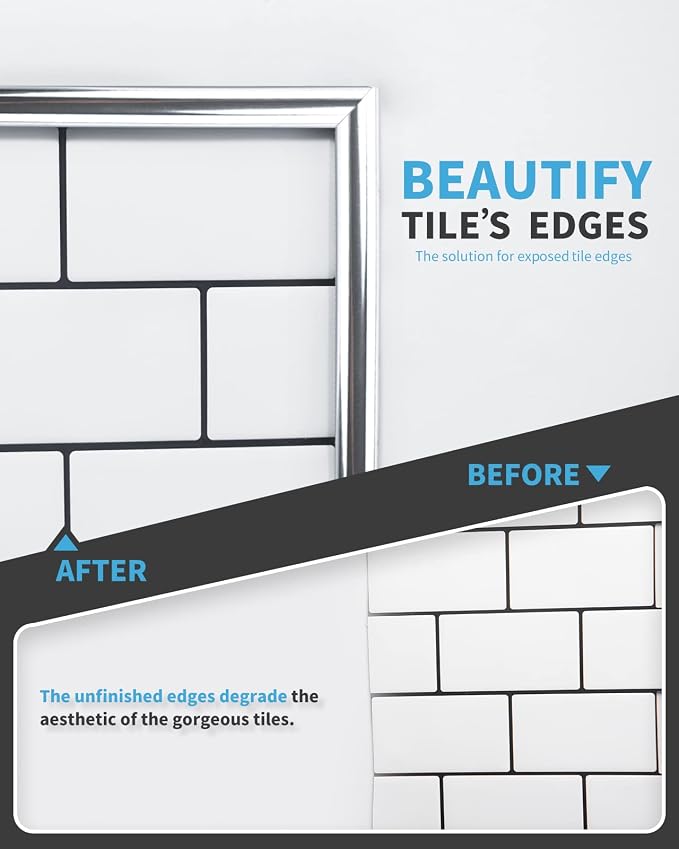 Art3d 25 ft Peel and Stick Tile Edge Trim for Backsplash, Stainless Steel - Image 2