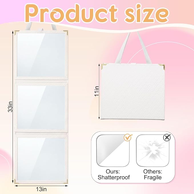 Bucherry 33x13'' Full Length Dorm Classroom Mirror Foldable Hanging Mirror - Image 3