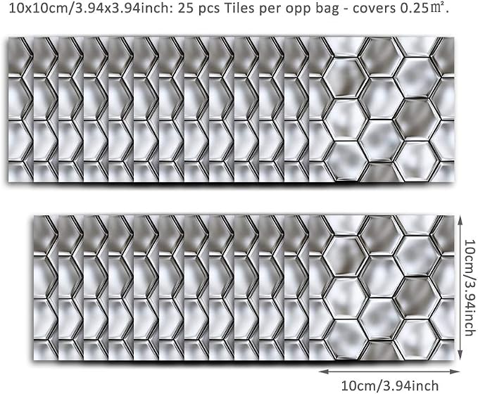 Alwayspon 25 Pcs Self-Adhesive Tile Transfer for Home Decor, Peel and Stick Tile Decal, Water-Proof Backsplash Wall Tile Sticker for Kitchen Bathroom, 4x4inch - Image 7