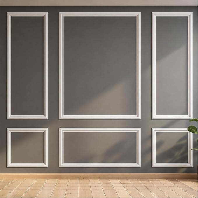 Peel and Stick Wall Molding, 3 Set Pre-Cut & Paintable Wainscoting Panels | Upgraded 1.37" Width, Lightweight & Ready-to-Assemble Molding Trim for Interior Wall Décor Living Room Bedroom Accent by TonhoDawnhawk