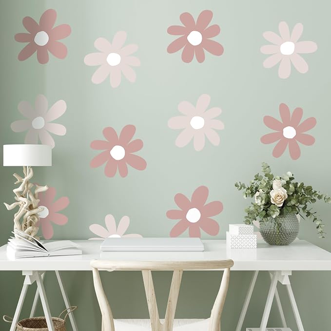 TaoBary 12 Sheet Daisy Wall Sticker Large Flower Wall Decal | Big Flower Wall Sticker, Floral Decal, Daisy Bedroom Room Decor, Removable Peel and Stick, Nursery Home Wall Decor - Image 4