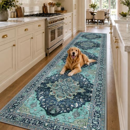 RELEANY Washable Area Rug, Runner 3'x12', Teal - Image 2