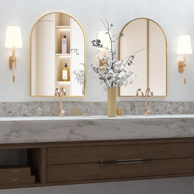 Arched Wall Mirror for Bathroom,20"x30" Arched Mirror Wall Mounted Mirror with Metal Frame, Gold Vanity Mirror Decor for Mantle, Bedroom, Entryway, Living Room - Image 4