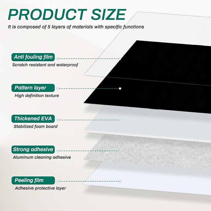 Peel and Stick Backsplash Tiles, 12 pcs 23.6” x 11.8” Black Wall Panels | PVC Wall Panels, Renter Friendly, Waterproof, Heat Resistant, Foam Tiles for Kitchen Bathroom (Not Real Tile, Not for Floor) - Image 5