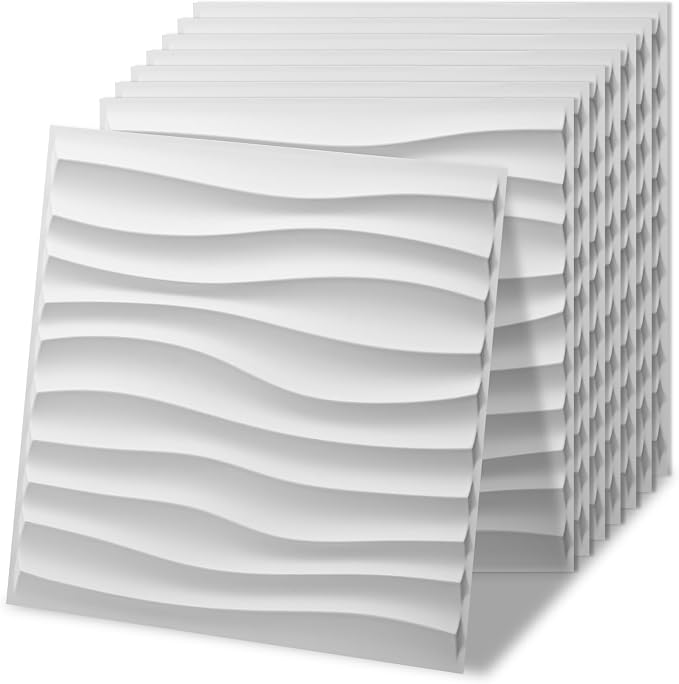 Art3d 20 Pack Decorative 3D Wall Panels, 19 Sq.Feet PVC Interior Wall Décor, 11.8"x11.8", White by Art3d