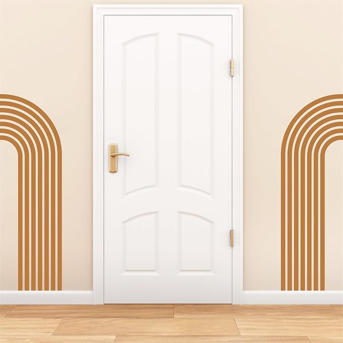 Brown Arch Wall Decals Large Minimalist Modern Wall Stickers Peel and Stick | Half arch line wall stickers, geometric decal, removable, vinyl wall art mural, self adhesive, for living room bedroom office - Image 9