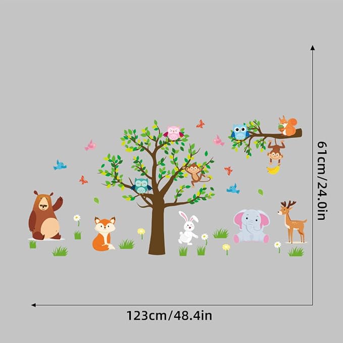 Arawat Animal Tree Wall Decals Decor for Bedroom Living Room Zoo Stickers for Living Room 3D DIY Wall Décor Stickers & Murals Art as Decorations - Image 7