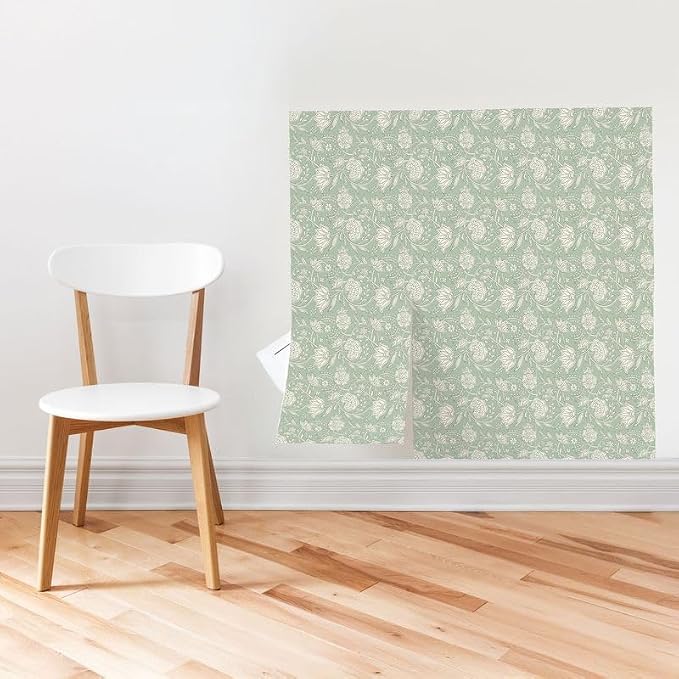 Main Street Peel and Stick Wallpaper Sheets, Block Print Floral, 12-Pack | 11 x 16 in sheet size; Covers up to 14.67 sq ft; Eco-friendly paper material; No paste or additional adhesive required - Image 7