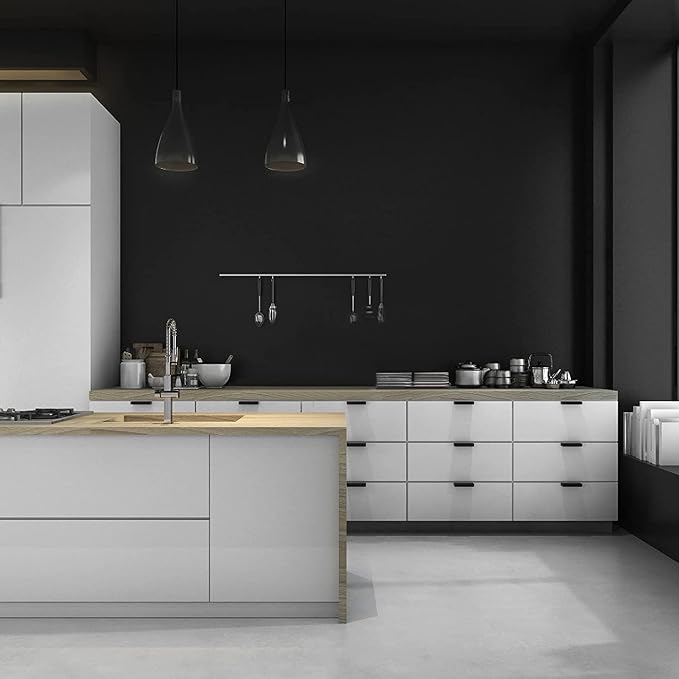 practicalWs Black Self Adhesive Wallpaper Peel and Stick Contact Paper | 15.7 inch x 787.4 inch Solid Color Wallcovering for Kitchen Counter Top Reduce bubbles and wrinkles - Image 6