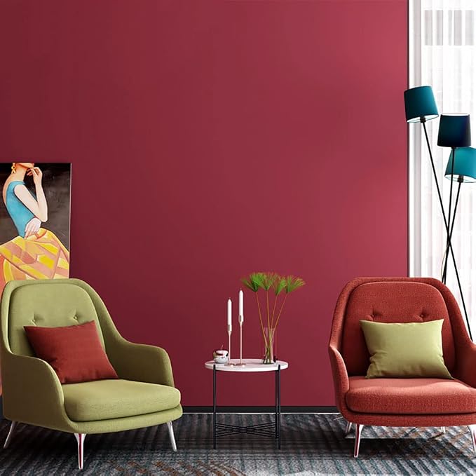 Yasinet Red Wallpaper Red Peel and Stick Wallpaper Rosered Contact Paper for Cabinets Modern Burgundy Waterproof Self Adhesive Removable Wall Paper for Wall Bedroom Bathroom Vinyl 17.7'' X 393.7'' - Image 2