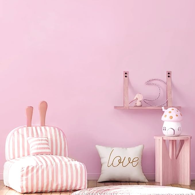 Yasinet Pink Peel and Stick Wallpaper Pink Contact Paper Light Solid Color Wallpaper Modern Removable Self Adhesive Wall Paper for Girl Bedroom Covering Cabinet Countertop Vinyl Roll 17.7" X 393.7" - Image 2