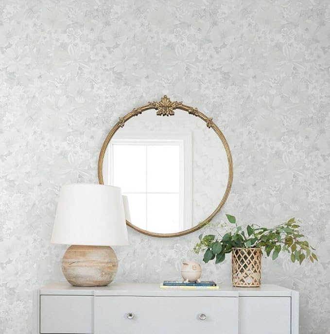 Heroad Grey Peel and Stick Wallpaper Floral Contact Paper Vintage Wall Paper Self-Adhesive Removable Wallpaper for Cabinets Drawers Bedroom Mural Wall Decor Vinyl Roll 17.3''x78.7'' - Image 7