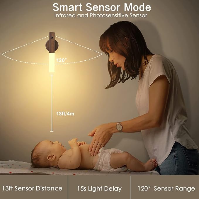 Montford Wall Sconces Set of Two Battery Operated, Motion Sensor Night Light Magnetic Wall Light Rechargeable, Peel and Stick Lights for Hallway - Image 3