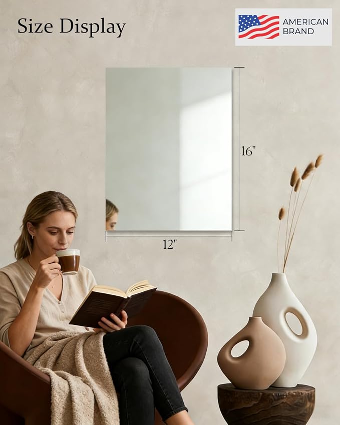 12Pack Acrylic Flexible Mirror Sheets, 12x16 Inch Shatterproof Flexible Stick on Mirrors for Wall Self-Adhesive Sticker for Bedroom, Door, Bathroom, and Dance Studio Installation - Image 2