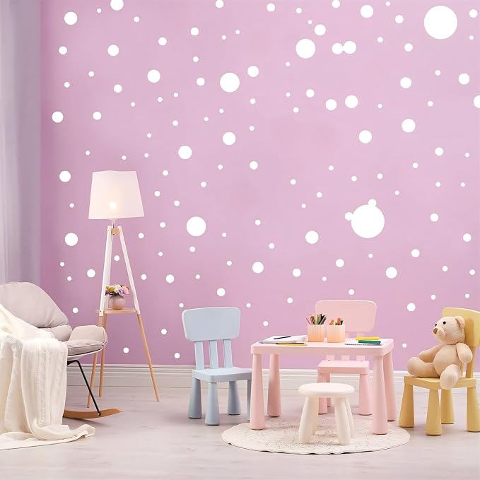 Zonon 264 Pcs White Polka Dot Wall Decals, Circle Vinyl Stickers | Removable Peel and Stick, For Nursery Bedroom Playroom Classroom Decor, Easy Application on Smooth Surfaces, Safe Vinyl - Image 3