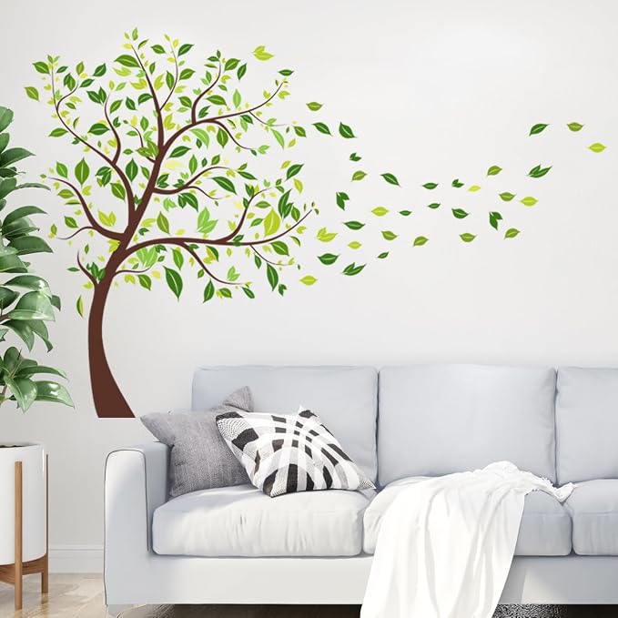 2 Pieces Tree Peel & Stick Wall Art - Large Leaf Stickers, Vinyl Wall Stickers & Murals - Removable Forest Decor for Bedroom, Living Room, Classroom, Nursery, Playroom - Image 4