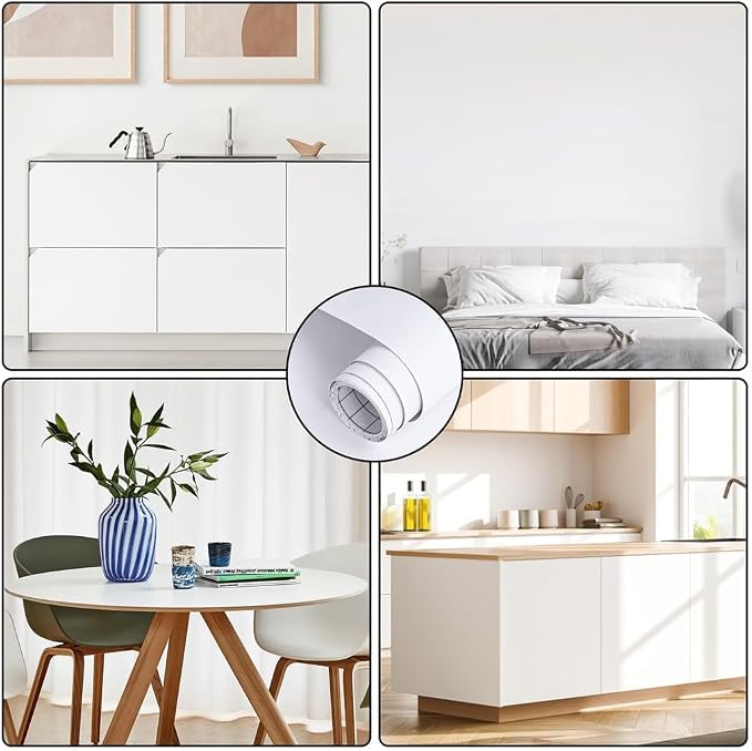Arthome 17"x120" White Contact Paper, Peel and Stick Matte Wallpaper, Self Adhesive Decorative Vinyl Paper for Countertop, Cabinet, Table, Shelves, Furniture Renovate and Wall Covering Decoration - Image 6