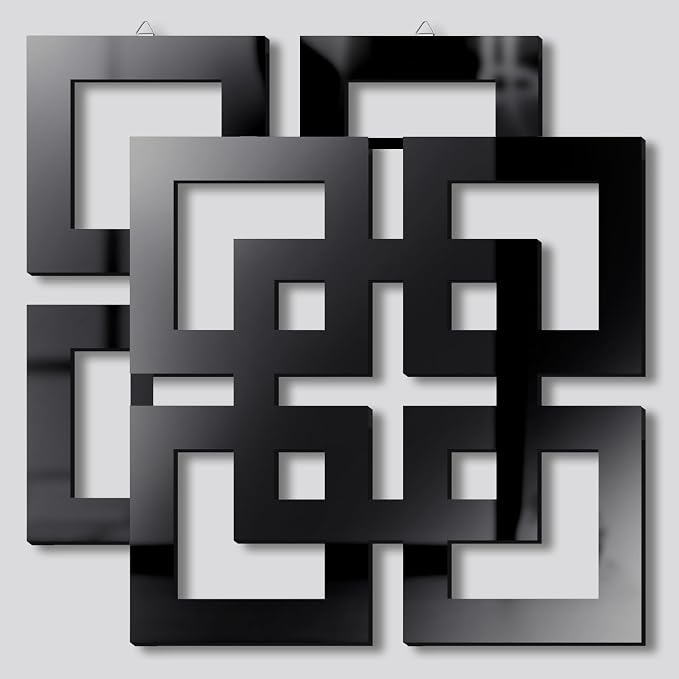 Weysat 2 Pieces Silver Mirrored Wall Decor 11.8 x 11.8, Black, Mirrored by Weysat
