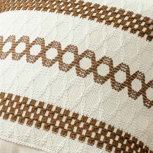 MIULEE Set of 2 Coco Brown Boho Decorative Pillow Covers 18x18 Inch - Image 4