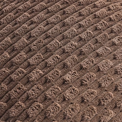 Set of 4 Light Brown Decorative Throw Pillow Covers 22x22 Inch Corduroy Pillow Covers for Bed Couch Sofa Living Room Soft Square Cushion Cases - Image 4