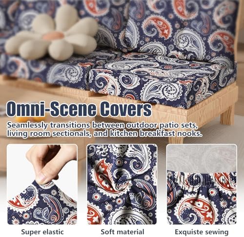 8Pcs Outdoor Cushion Covers, Stretch Patio Furniture Couch Chair Slipcovers - Image 4