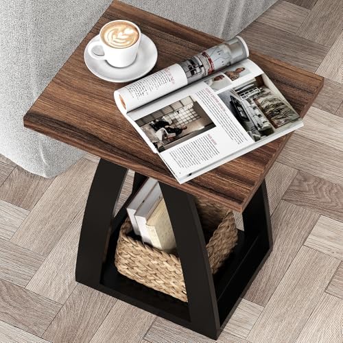 FROMJBEST End Table Set of 2, Side Table Living Room,Nightstand Black&Brown - Image 5