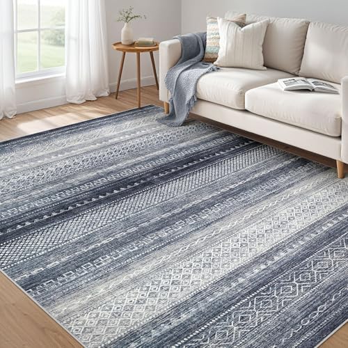 Nakagishi Boho 5x7 Area Rug Living Room Rugs Machine Washable Blue by NakagishiAreaRug