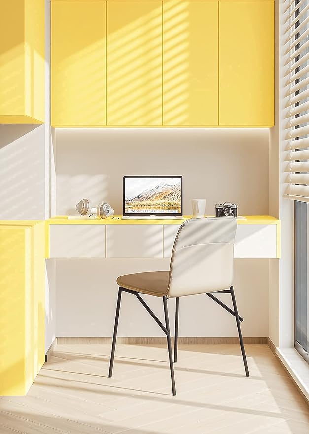 Dimoon 78.7''x17.7'' Yellow Peel and Stick Wallpaper Contact Paper Modern Self Adhesive Wall Paper Removable Renter Friendly Textured Solid Color Shelf Cabinet Vinyl Roll (78.7''x17.7'',Yellow) - Image 8