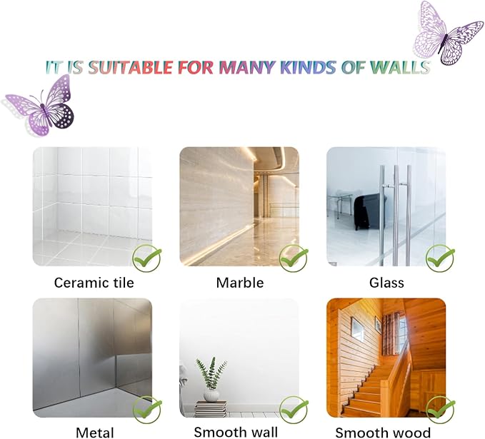 SAOROPEB 3D Butterfly Wall Decor 48 Pcs Lavender Butterfly Decorations | 4 Styles 3 Sizes, Butterfly Birthday Decorations Butterfly Party Decorations Cake Decorations, Removable Stickers - Image 7