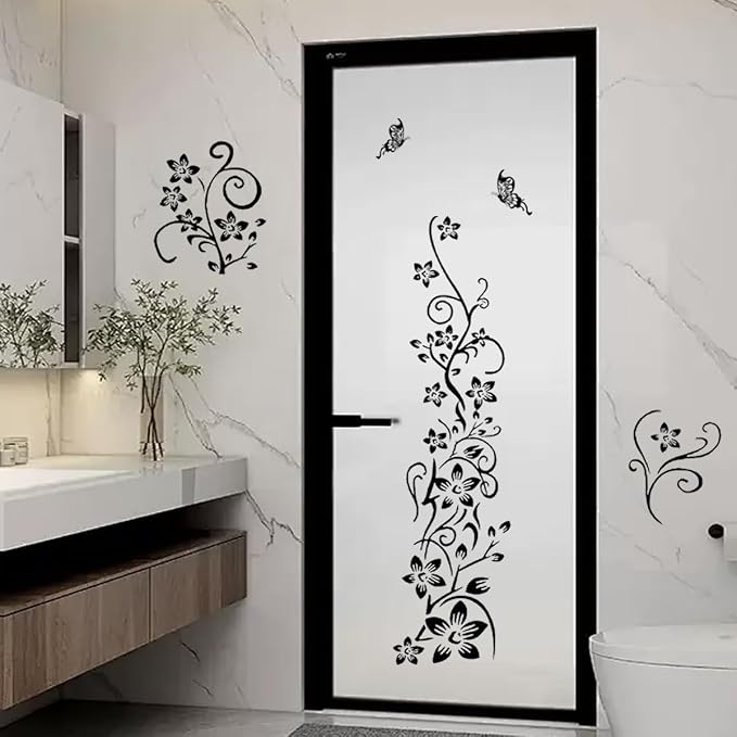 Joyartu Flowers Vine Decals Black Flowers Butterfly Wall Stickers, Diagonal Floral Decals for Living Room TV Background, DIY Home Decor - Image 5