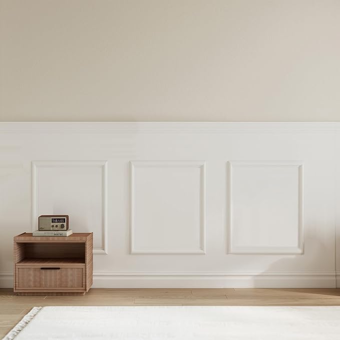 JBER Peel and Stick Wall Molding Kit, 6 Pre-Cut Wainscoting Panels, White | Ready-to-assemble pre-cut molding, 3D wall trim for interior wall décor, living room & bedroom, 3 top 3 bottom - Image 7