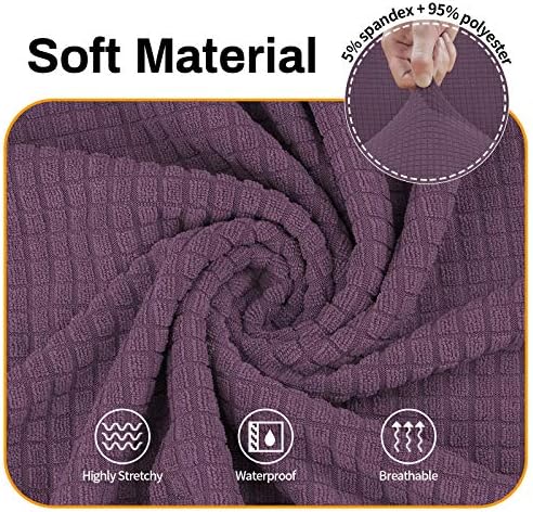 Asnomy Stretch Couch Covers for Sofa Washable, 3 Cushion Couch,Gray Purple - Image 3