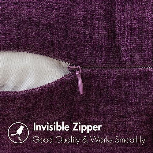 MIULEE Soft Chenille Lumbar Throw Pillow Covers Plum Purple 12x20 Inch - Image 3