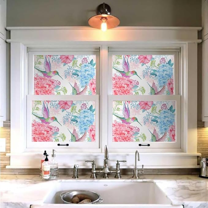 Vintage Pink Hydrangea Floral Hummingbird Birds Flower Peel and Stick Wallpaper Wall Decor Self Adhesive Wall Paper Stick on Easy Peel Off Contact for Renter Apartment - Image 4