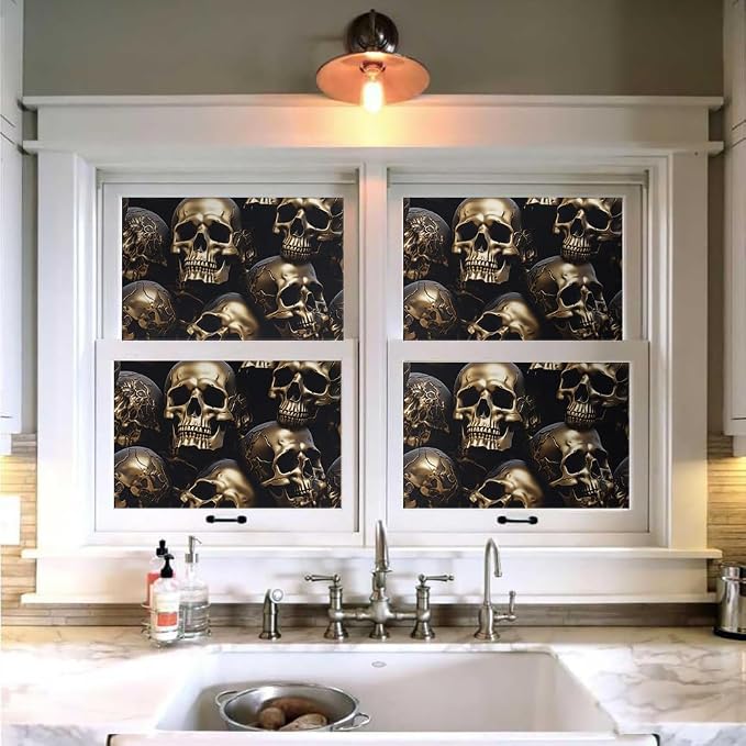 18"x236" Black Gold Creative Gothic Skull Peel and Stick Self Adhesive Wallpaper Removable Contact Paper Stick on Easy Peel Off Wall Paper for Kitchen Bedroom Bathroom Renter - Image 4