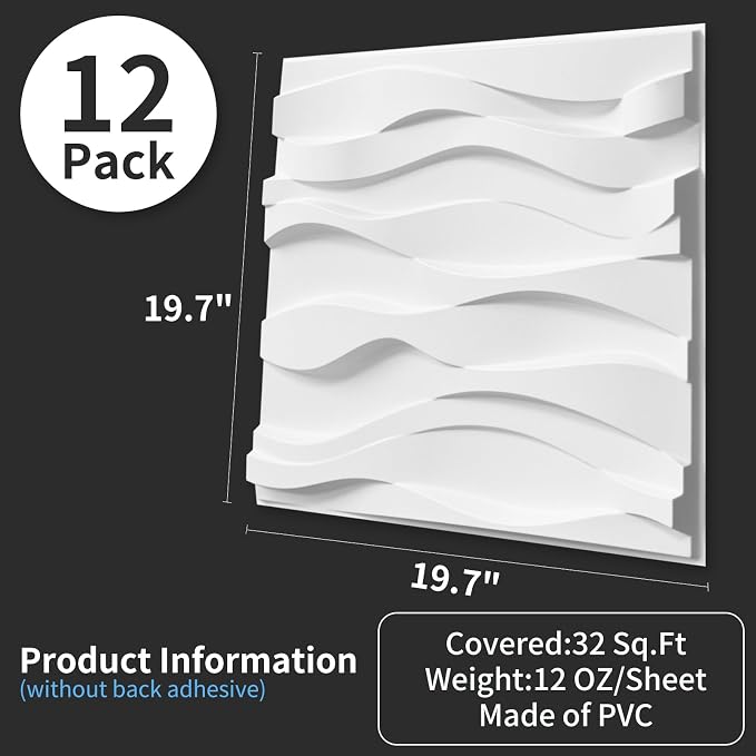 Art3d Decorative 3D Wall Panel, 32 Sq.FT PVC Interior Wall Decor for Living Room, Bedroom, Lobby, Office, Shopping Mall, White - Image 3
