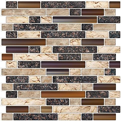 STICKGOO Thicker Design Peel and Stick Tile Backsplash, 12”×12”Stick on Backsplash for Kitchen, Self Adhesive Tile Stickers for Kitchen Backsplash and Bathroom(10 Sheets, Sand Brown) by STICKGOO